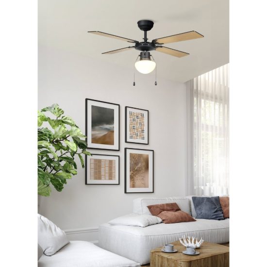 Eglo fortaleza ventilatore da soffitto con luce 106,6cm nero fino a 20 mq