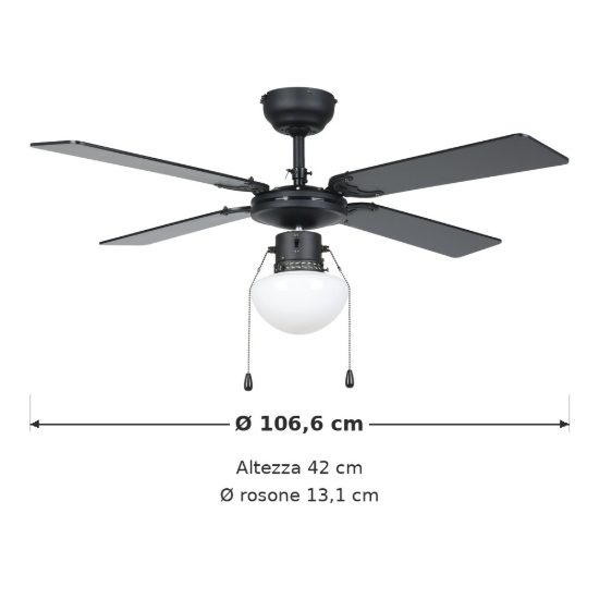 Eglo fortaleza ventilatore da soffitto con luce 106,6cm nero fino a 20 mq