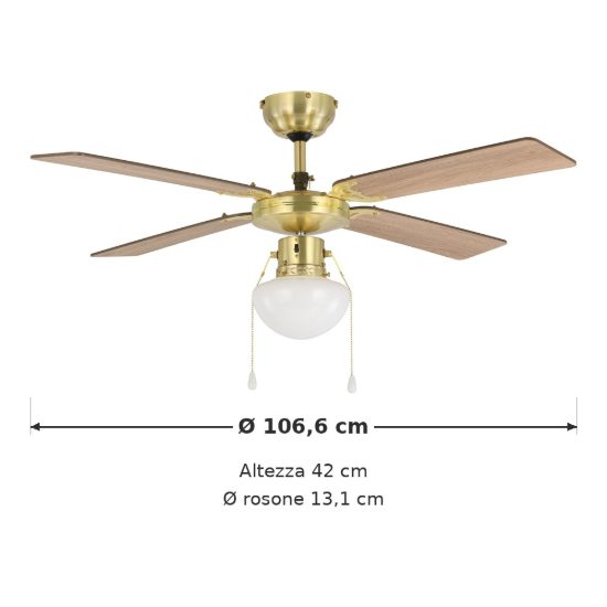Eglo fortaleza ventilatore da soffitto con luce 106,6cm brunito fino a 20 mq