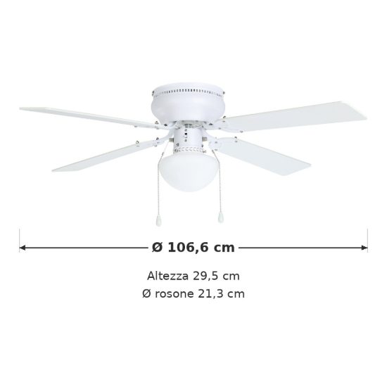 Eglo cagliari ventilatore da soffitto con luce 106,6cm bianco fino a 20 mq