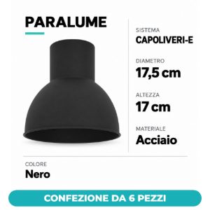 Eglo capoliveri e paralume a cupola in acciaio 17,5cm nero confezione da 6 pezzi