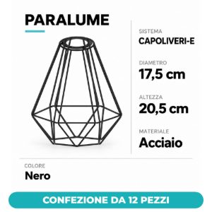 Eglo capoliveri e paralume a gabbia geometrica in acciaio 17,5cm nero confezione da 12 pezzi
