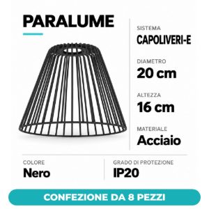 Eglo capoliveri e paralume a gabbia in acciaio 20cm nero confezione da 8 pezzi