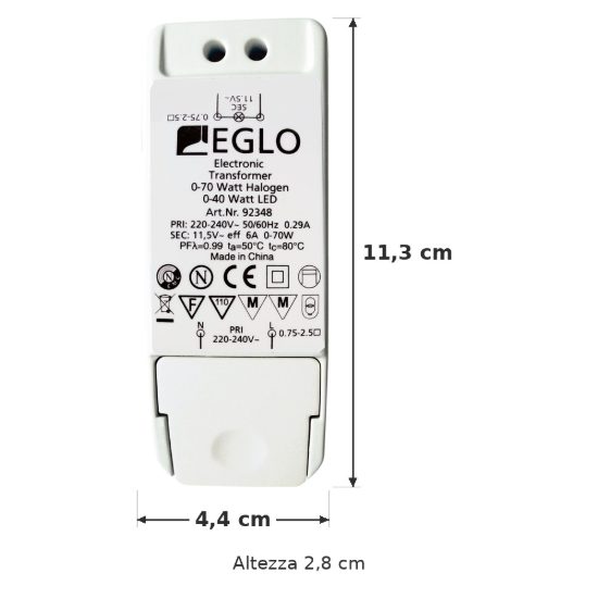 Eglo trasformatore elettronico dimmerabile per alogene 0-70w e led 0-40w 11,3cm bianco confezione da 10 pezzi