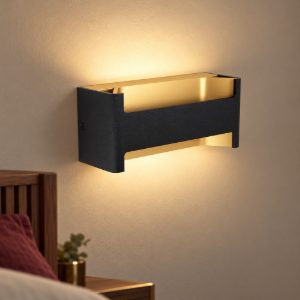 Eglo feloniche applique led 10w 3000k 22cm per camera da letto moderna nera e oro