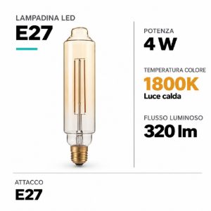 Ideal lux lampadina led e27 lineare xl 4w 1800k ambra