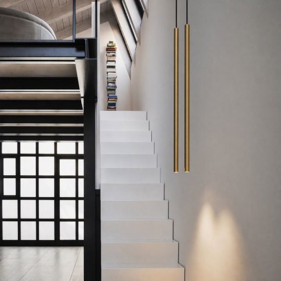 Ideal lux look lampada a sospensione cilindrica led 11,5w 3000k 100cm per cucina ottone