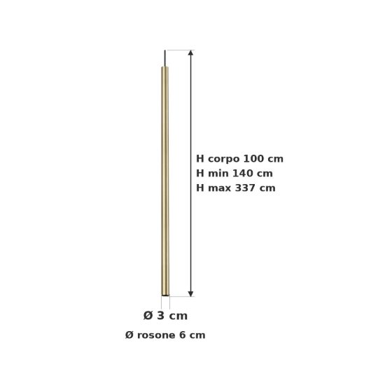 Ideal lux look lampada a sospensione cilindrica led 11,5w 3000k 100cm per cucina ottone