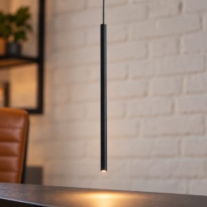Ideal lux look lampada a sospensione cilindrica led 3,5w 3000k 40cm per cucina nera