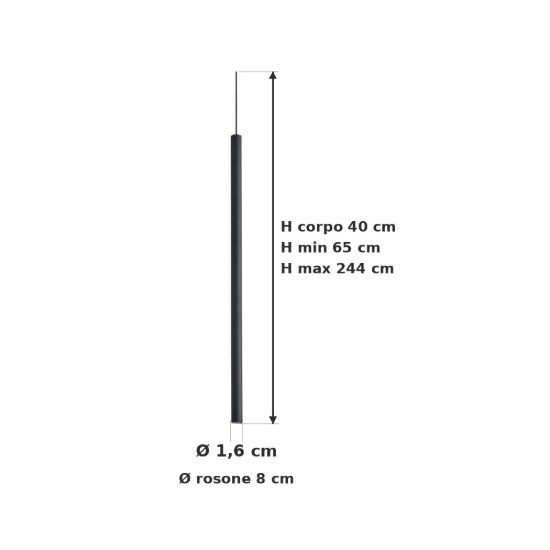 Ideal lux look lampada a sospensione cilindrica led 3,5w 3000k 40cm per cucina nera