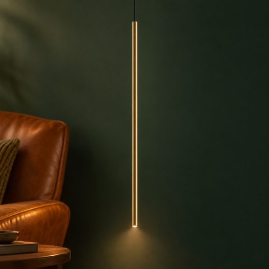 Ideal lux look lampada a sospensione cilindrica led 3,5w 3000k 100cm per cucina ottone