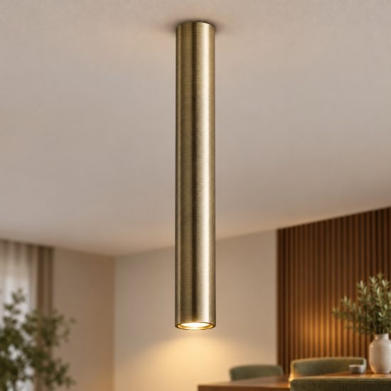 Ideal lux look faretto da soffitto cilindrico led 5w 3000k 40cm per cucina ottone