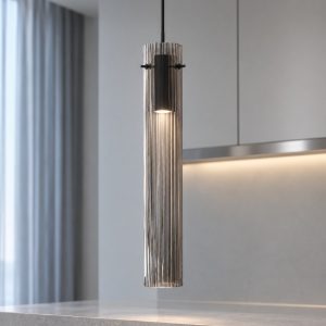 Ideal lux flam lampada a sospensione led 10w 3000k per cucina contemporanea fumè rigata