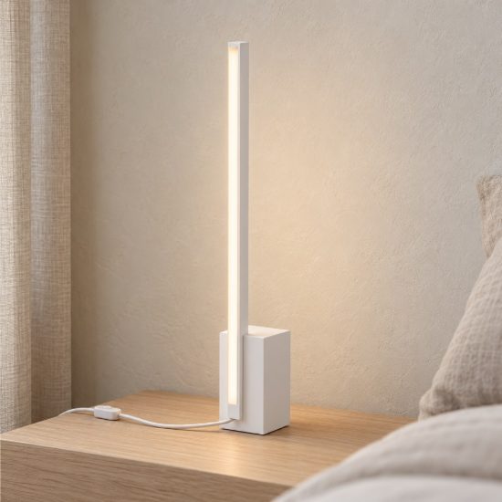 Ideal lux essence lampada da comodino lineare a sezione quadrata led 12w 3000k 39,5cm bianca