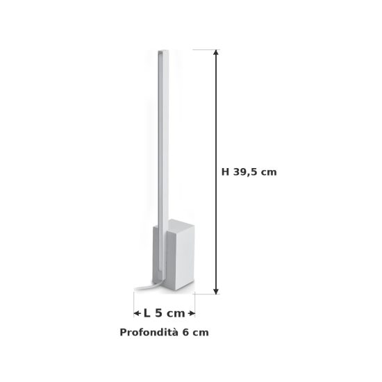 Ideal lux essence lampada da comodino lineare a sezione quadrata led 12w 3000k 39,5cm bianca