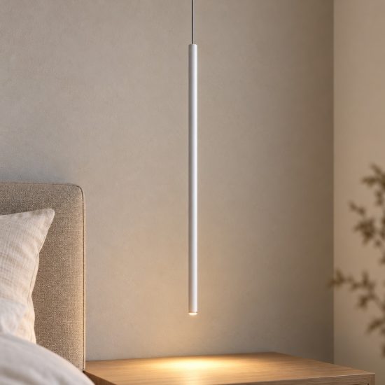 Ideal lux look lampada a sospensione cilindrica led 3,5w 3000k 100cm per cucina bianca