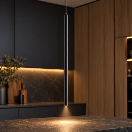 Ideal lux look lampada a sospensione cilindrica led 3,5w 3000k 100cm per cucina nera