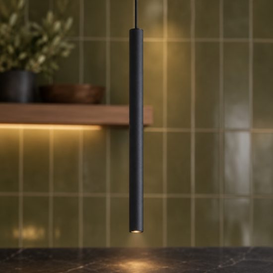Ideal lux look lampada a sospensione cilindrica led 3,5w 3000k 25cm per cucina nera