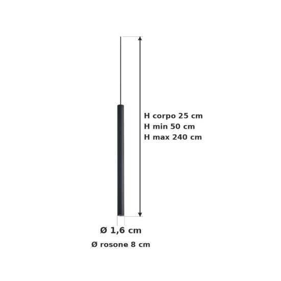 Ideal lux look lampada a sospensione cilindrica led 3,5w 3000k 25cm per cucina nera