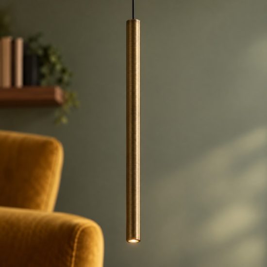 Ideal lux look lampada a sospensione cilindrica led 3,5w 3000k 25cm per cucina ottone
