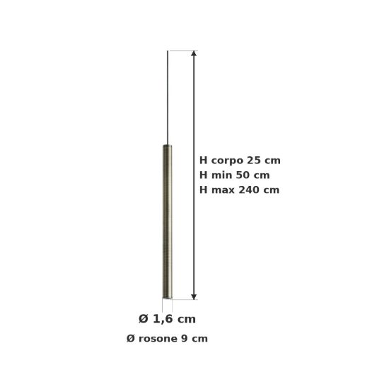 Ideal lux look lampada a sospensione cilindrica led 3,5w 3000k 25cm per cucina ottone