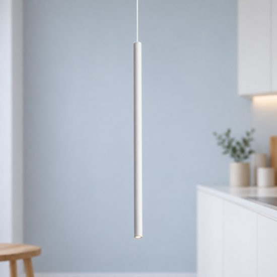 Ideal lux look lampada a sospensione cilindrica led 3,5w 3000k 40cm per cucina bianca