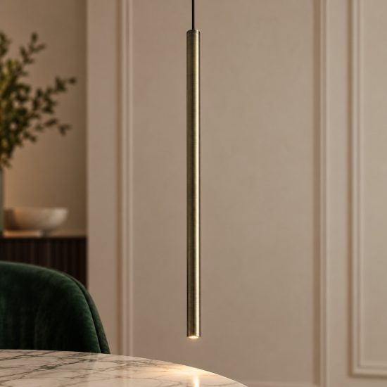 Ideal lux look lampada a sospensione cilindrica led 3,5w 3000k 40cm per cucina ottone