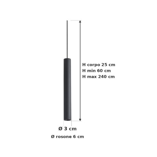 Ideal lux look lampada a sospensione cilindrica led 11,5w 3000k 25cm per cucina nera