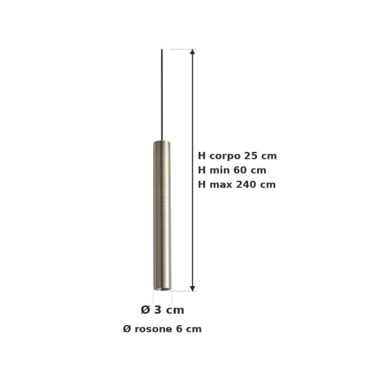 Ideal lux look lampada a sospensione cilindrica led 11,5w 3000k 25cm per cucina ottone