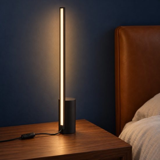 Ideal lux essence lampada da comodino lineare a sezione tonda led 12w 3000k 39,5cm nera