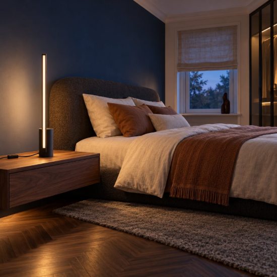 Ideal lux essence lampada da comodino lineare a sezione tonda led 12w 3000k 39,5cm nera