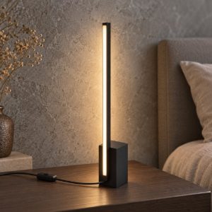 Ideal lux essence lampada da comodino lineare a sezione quadrata led 12w 3000k 39,5cm nera