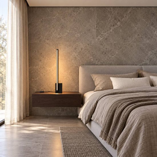 Ideal lux essence lampada da comodino lineare a sezione quadrata led 12w 3000k 39,5cm nera