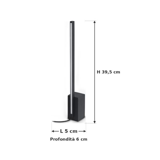 Ideal lux essence lampada da comodino lineare a sezione quadrata led 12w 3000k 39,5cm nera
