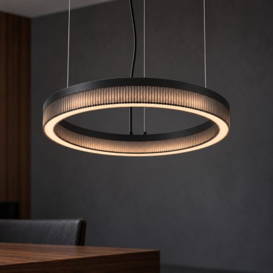 Ideal lux crown lampadario ad anello led 21w 3000k 40cm per ingresso contemporaneo nero