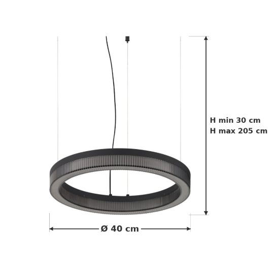 Ideal lux crown lampadario ad anello led 21w 3000k 40cm per ingresso contemporaneo nero