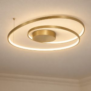 Ideal lux oz plafoniera ad anelli led 47w 4000k 60cm per camera da letto moderna ottone