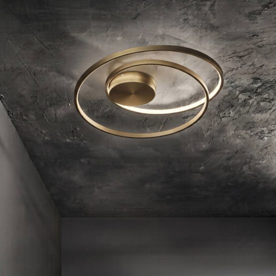Ideal lux oz plafoniera ad anelli led 47w 4000k 60cm per camera da letto moderna ottone