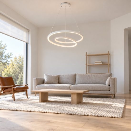 Ideal lux oz lampadario ad anelli led 47w 2700k 60cm per soggiorno moderno bianco