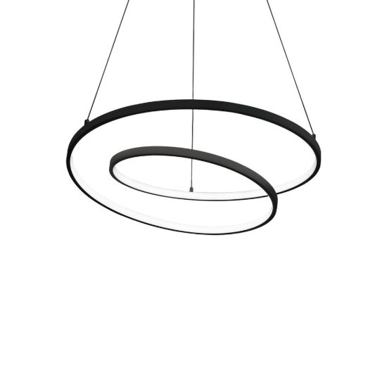 Ideal lux oz lampadario ad anelli led 47w 2700k 60cm per soggiorno moderno nero