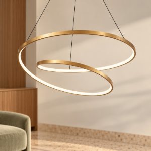 Ideal lux oz lampadario ad anelli led 47w 2700k 60cm per soggiorno moderno ottone