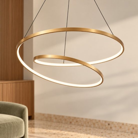 Ideal lux oz lampadario ad anelli led 47w 2700k 60cm per soggiorno moderno ottone
