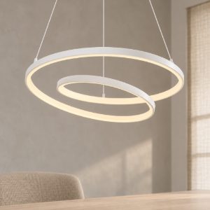 Ideal lux oz lampadario ad anelli led 47w 4000k 60cm per soggiorno moderno bianco