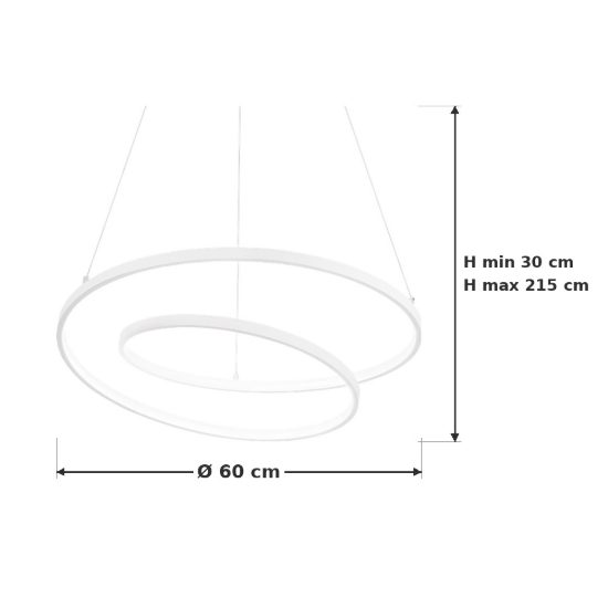 Ideal lux oz lampadario ad anelli led 47w 4000k 60cm per soggiorno moderno bianco