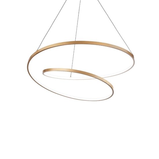 Ideal lux oz lampadario ad anelli led 52w 2700k 80cm per soggiorno moderno ottone
