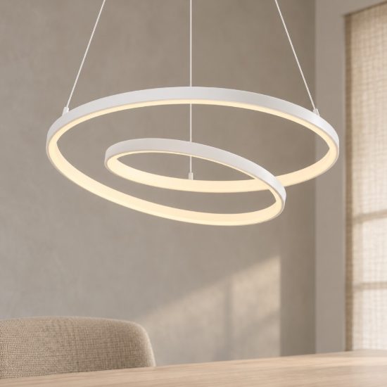Ideal lux oz lampadario ad anelli led 52w 4000k 80cm per soggiorno moderno bianco