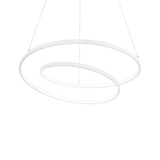 Ideal lux oz lampadario ad anelli led 52w 4000k 80cm per soggiorno moderno bianco