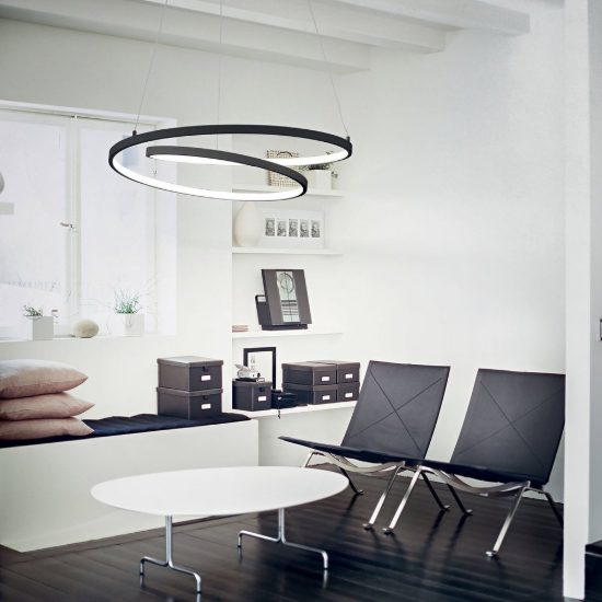 Ideal lux oz lampadario ad anelli led 52w 4000k 80cm per soggiorno moderno bianco