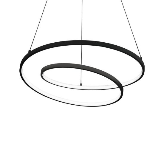 Ideal lux oz lampadario ad anelli led 52w 4000k 80cm per soggiorno moderno nero