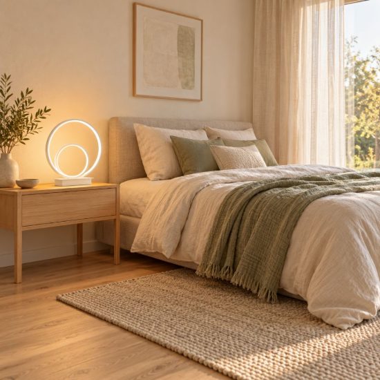 Ideal lux oz abat-jour ad anelli led 22w 4000k 31cm per comodino moderno bianco